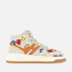 Hogan H630 High Top Ivory Kadın Spor Ayakkabı Beyaz Turuncu Kırmızı | FV6059421