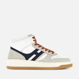 Hogan High Top H630 Düz Erkek Spor Ayakkabı Beyaz Gri Mavi | AP6534198
